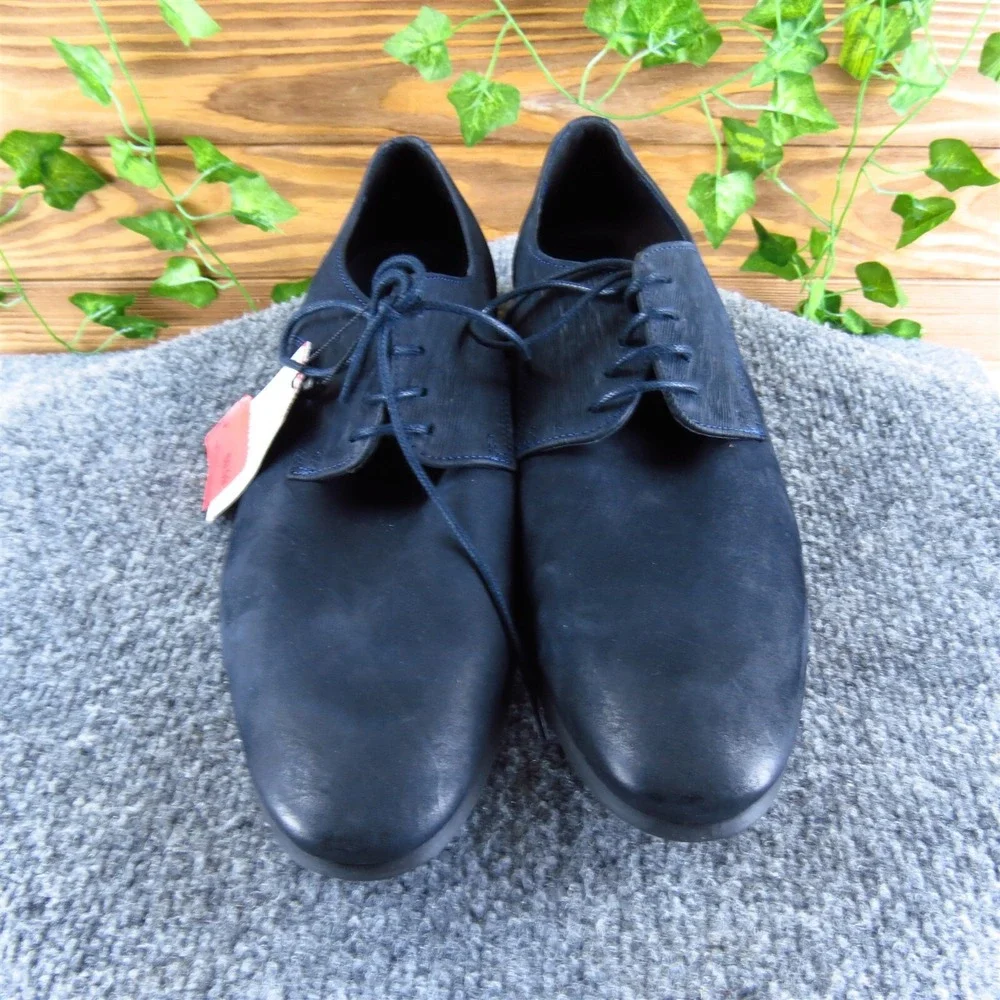 Zara Men's Man Derby Oxfords Blue‎ Leather Size 8 Medium Gently Used 2025